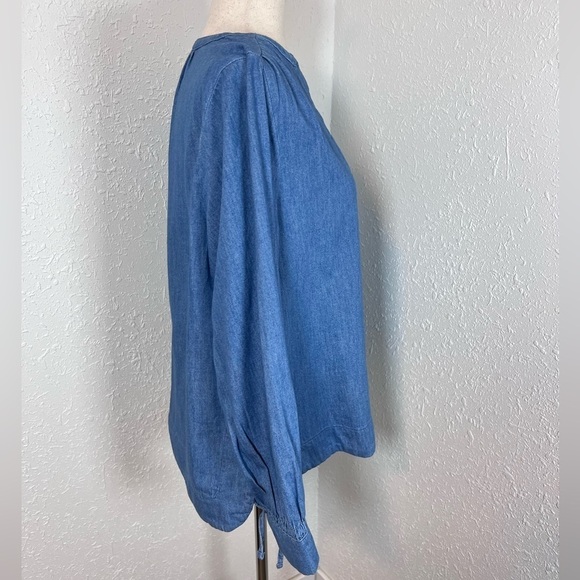 NWT Old Navy Split-Neck Puff-Sleeve Jean Blouse for Women - Picture 4 of 12